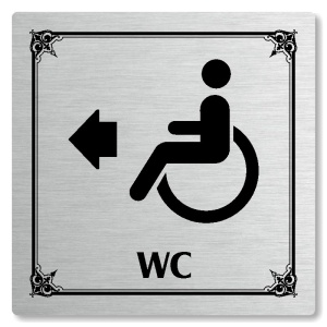 WC invalidé vlevo, 118x118mm, stříbrná, Nebraska